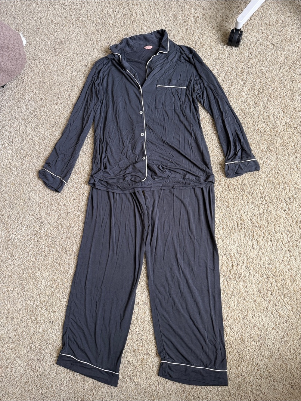 Eberjey Long Sleeve and Pant Pajama Set Dark Gray